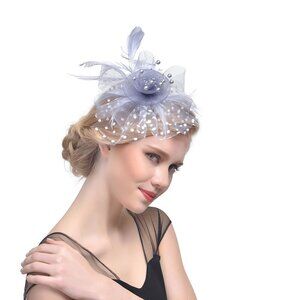 8248 Feather Fascinator Hair Clip For Women